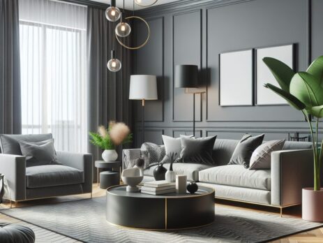 Woonkamer in kleur RAL 7043 Verkeersgrijs B